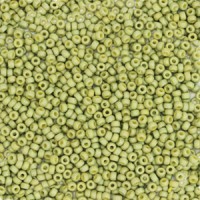 Miyuki seed beads 15/0 - Opaque glazed frosted rainbow olive green 15-4697